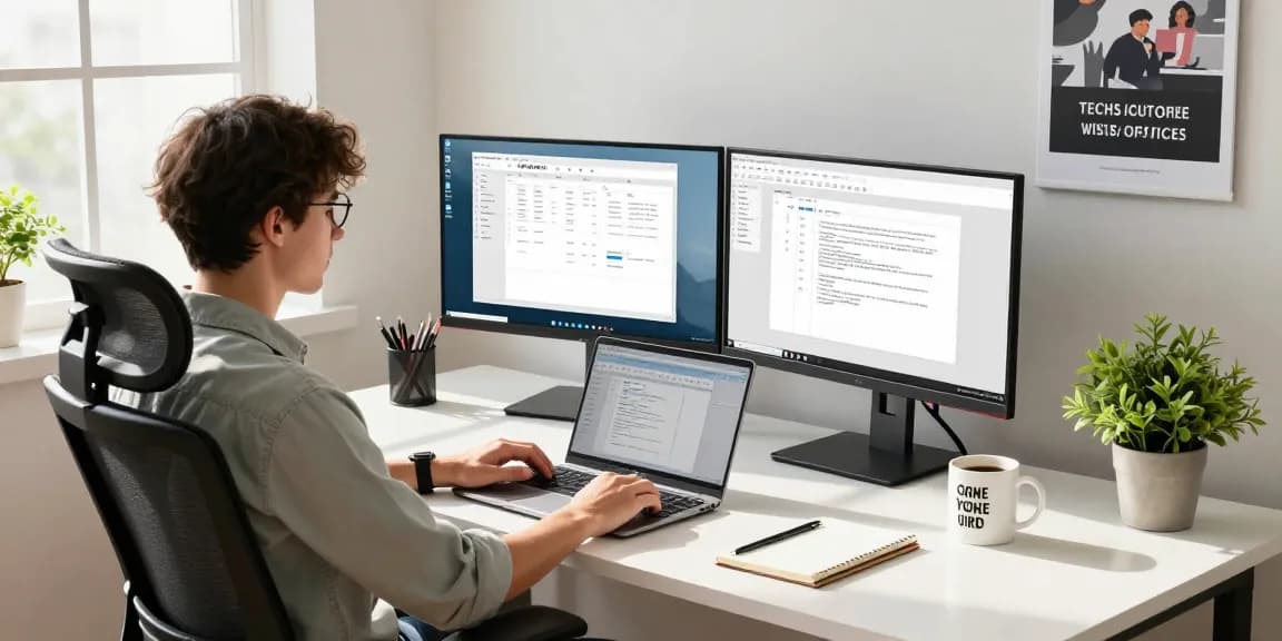 WPS Download in a modern home office with dual monitors and a cozy setup.