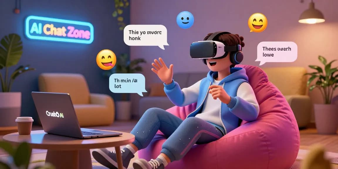 Immersive nsfw ai chat experience with animated character in a modern lounge.