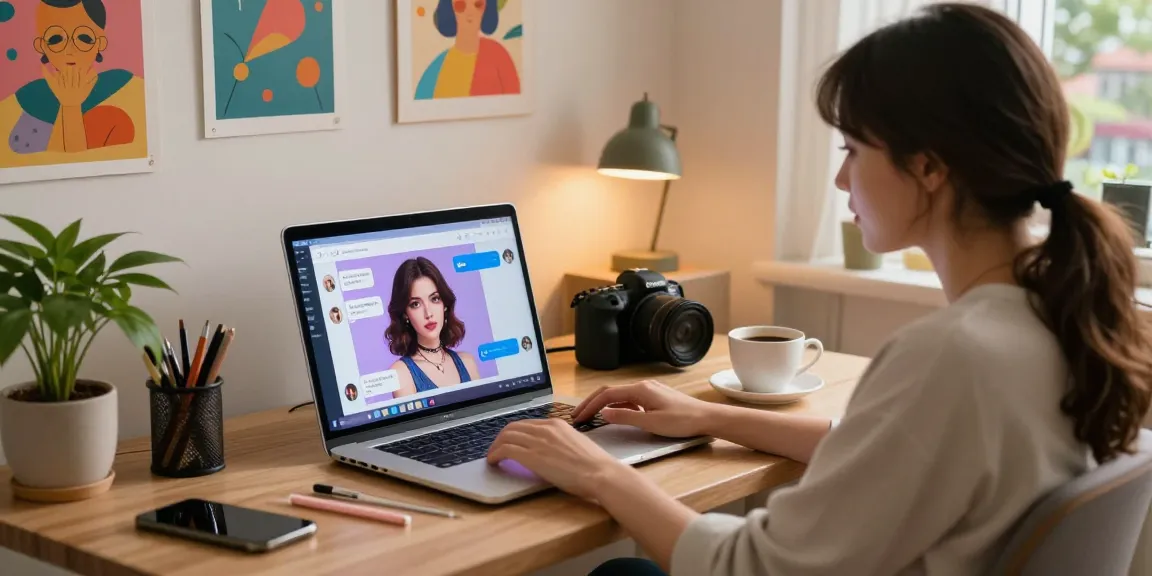 User engaging in NSFW AI chat on laptop in a cozy home office, highlighting innovative interactions.