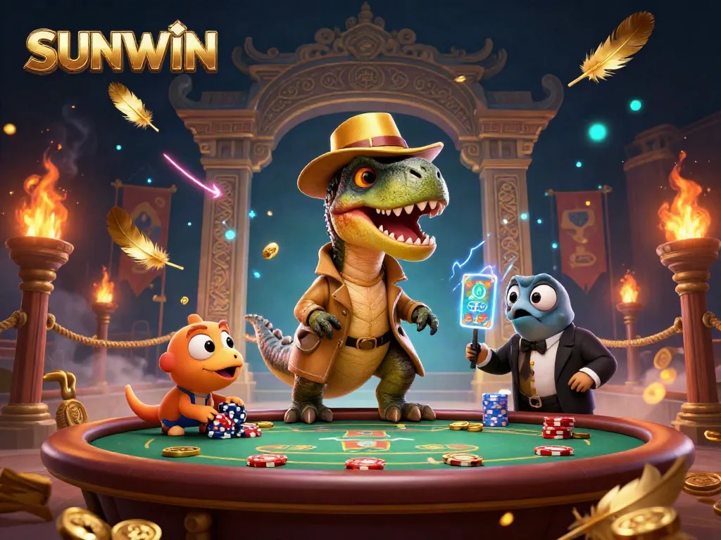 Engage with SUNWIN’s thrilling late-night blackjack showdown featuring a noir velociraptor in a trench coat.
