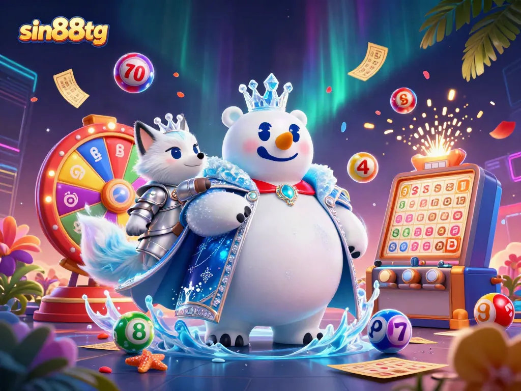 Engage with sin88tg's vibrant lottery scene featuring colorful balls and dynamic prizes.